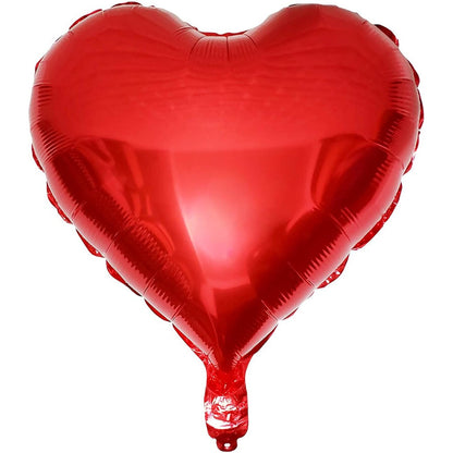 Balon din Folie Metalizata, Figurina Inimioara, Model Simplu, Tematica Iubire, 40 cm, Ambalaj Individual, Pai Inclus, Umflare cu Aer sau Heliu, Rosu