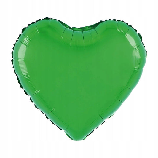 Balon din Folie Metalizata, Figurina Inimioara, Model Simplu, Tematica Iubire, 40 cm, Ambalaj Individual, Pai Inclus, Umflare cu Aer sau Heliu, Verde