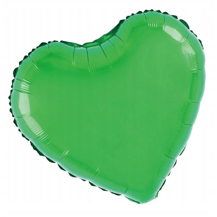 Balon din Folie Metalizata, Figurina Inimioara, Model Simplu, Tematica Iubire, 40 cm, Ambalaj Individual, Pai Inclus, Umflare cu Aer sau Heliu, Verde