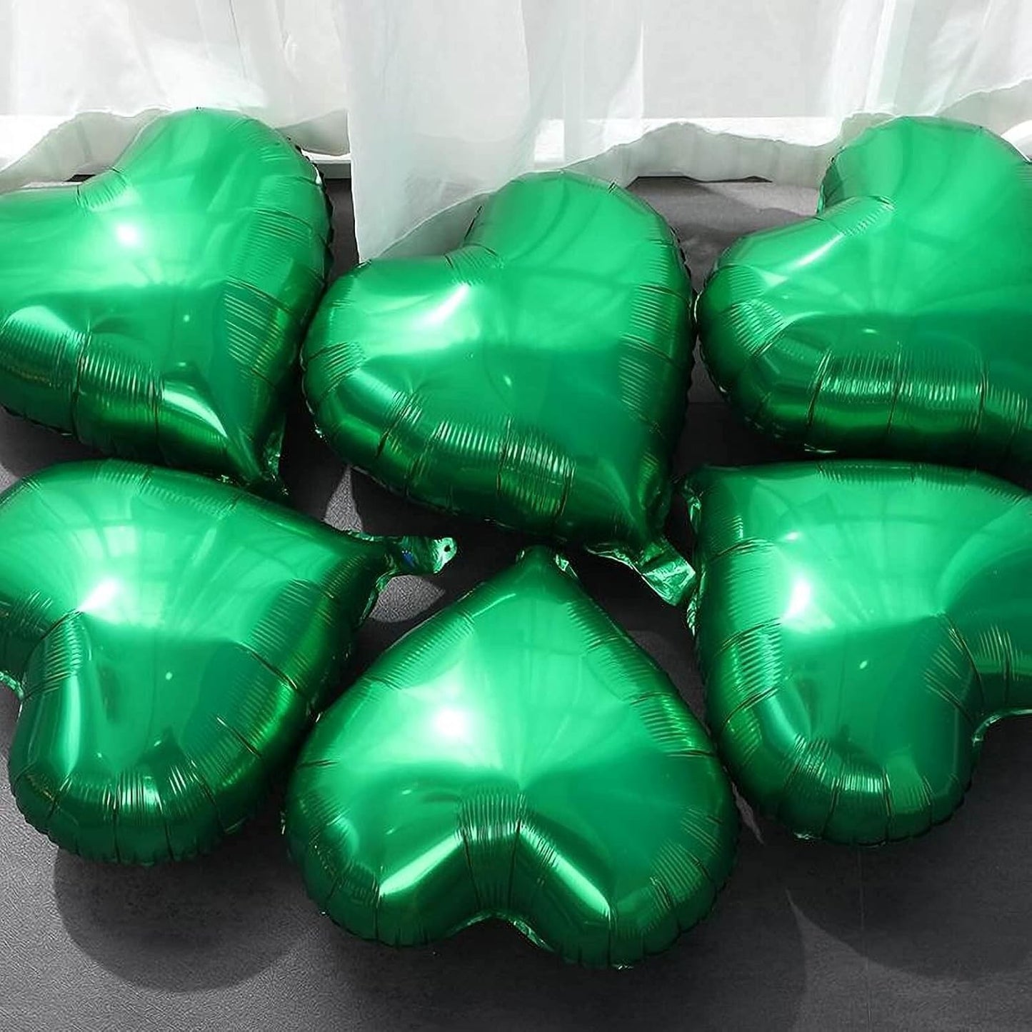 Balon din Folie Metalizata, Figurina Inimioara, Model Simplu, Tematica Iubire, 40 cm, Ambalaj Individual, Pai Inclus, Umflare cu Aer sau Heliu, Verde