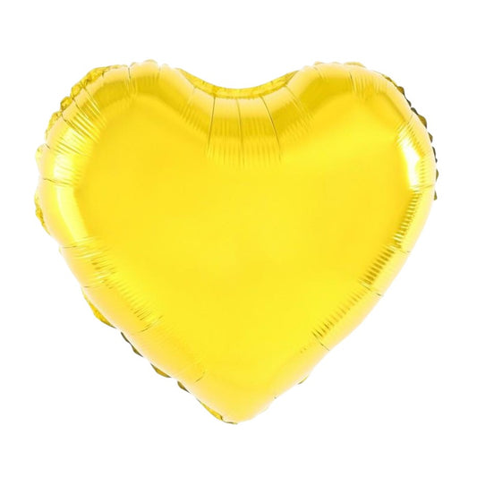 Balon din Folie Metalizata, Figurina Inimioara, Model Simplu, Tematica Iubire, 40 cm, Ambalaj Individual, Pai Inclus, Umflare cu Aer sau Heliu, Auriu
