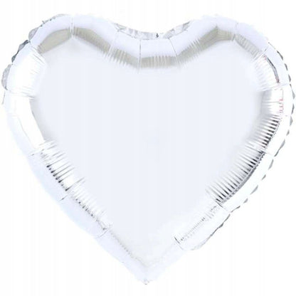 Balon din Folie Metalizata, Figurina Inimioara, Model Simplu, Tematica Iubire, 40 cm, Ambalaj Individual, Pai Inclus, Umflare cu Aer sau Heliu, Argintiu