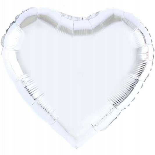 Balon din Folie Metalizata, Figurina Inimioara, Model Simplu, Tematica Iubire, 40 cm, Ambalaj Individual, Pai Inclus, Umflare cu Aer sau Heliu, Argintiu