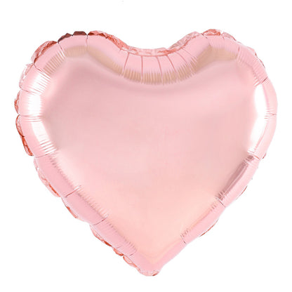 Balon din Folie Metalizata, Figurina Inimioara, Model Simplu, Tematica Iubire, 40 cm, Ambalaj Individual, Pai Inclus, Umflare cu Aer sau Heliu, Rose