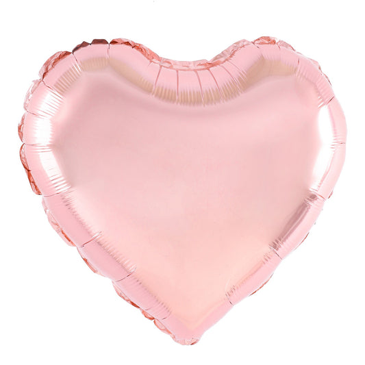Balon din Folie Metalizata, Figurina Inimioara, Model Simplu, Tematica Iubire, 40 cm, Ambalaj Individual, Pai Inclus, Umflare cu Aer sau Heliu, Rose