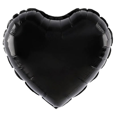 Balon din Folie Metalizata, Figurina Inimioara, Model Simplu, Tematica Iubire, 40 cm, Ambalaj Individual, Pai Inclus, Umflare cu Aer sau Heliu, Negru