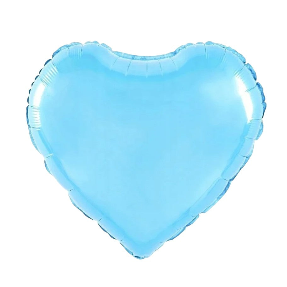 Balon din Folie Metalizata, Figurina Inimioara, Model Simplu, Tematica Iubire, 40 cm, Ambalaj Individual, Pai Inclus, Umflare cu Aer sau Heliu, Bleu