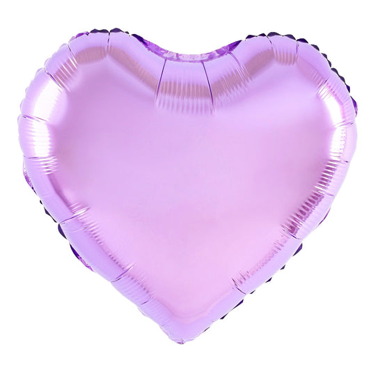 Balon din Folie Metalizata, Figurina Inimioara, Model Simplu, Tematica Iubire, 40 cm, Ambalaj Individual, Pai Inclus, Umflare cu Aer sau Heliu, Mov Deschis