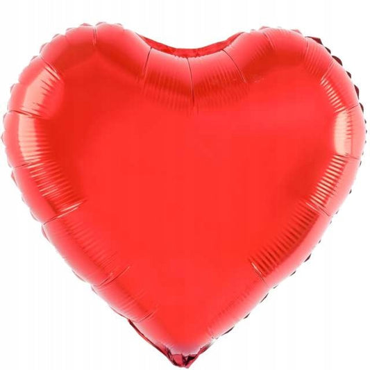Balon din Folie Metalizata, Figurina Inimioara, Model Simplu, Tematica Iubire, 40 cm, Ambalaj Individual, Pai Inclus, Umflare cu Aer sau Heliu, Rosu