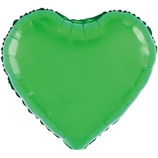 Balon din Folie Metalizata, Figurina Inimioara, Model Simplu, Tematica Iubire, 40 cm, Ambalaj Individual, Pai Inclus, Umflare cu Aer sau Heliu, Verde