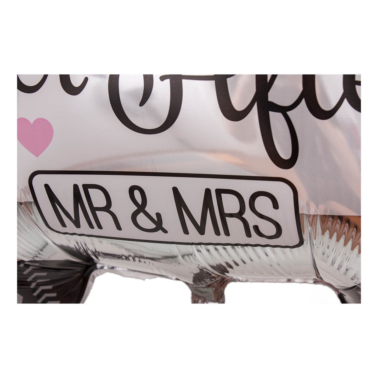 Balon din Folie Metalizata, Figurina Masina, Model Nunta Happily Ever After, Tema Nunta, 60 x 63 cm, Ambalaj Individual, Pai Inclus, Umflare cu Aer sau Heliu, Alb