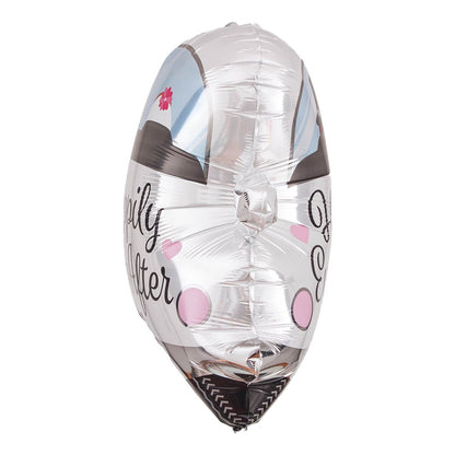 Balon din Folie Metalizata, Figurina Masina, Model Nunta Happily Ever After, Tema Nunta, 60 x 63 cm, Ambalaj Individual, Pai Inclus, Umflare cu Aer sau Heliu, Alb