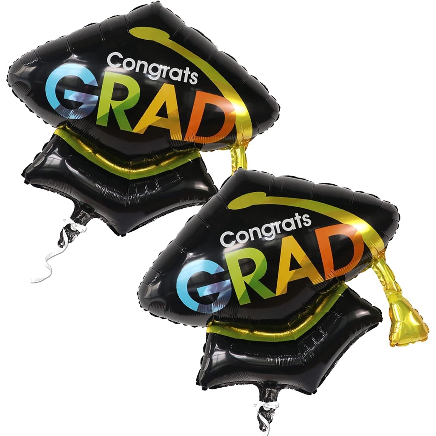 Balon din Folie Metalizata, Figurina, Model Toca Congrats Grad, Tematica Absolvire, 66x66 cm, Ambalaj Individual, Pai Inclus, Umflare cu Aer sau Heliu, Negru