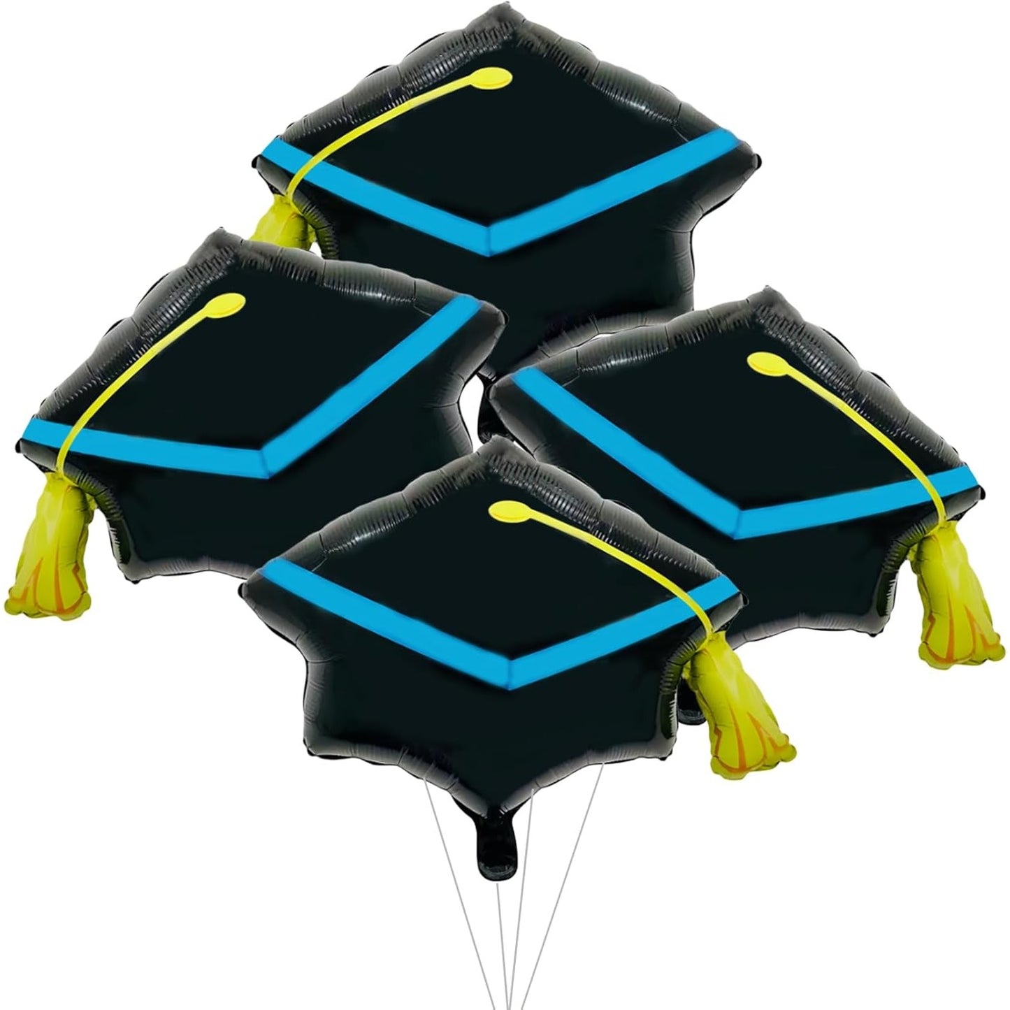 Balon din Folie Metalizata, Figurina, Model Toca Congrats Grad, Tematica Absolvire, 56x70 cm, Ambalaj Individual, Pai Inclus, Umflare cu Aer sau Heliu, Negru-Albastru