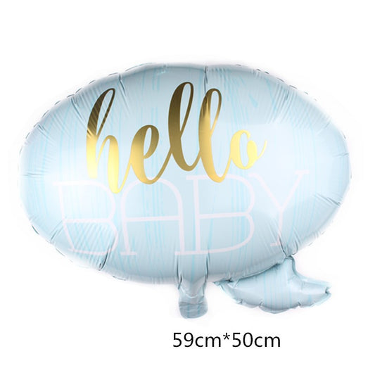 Balon din Folie Metalizata, Figurina Norisor, Tema Hello Baby , 59x50 cm, Ambalaj Individual, Pai Inclus, Umflare cu Aer sau Heliu, Albastru