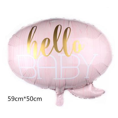 Balon din Folie Metalizata, Figurina Norisor, Tema Hello Baby , 59x50 cm, Ambalaj Individual, Pai Inclus, Umflare cu Aer sau Heliu, Roz