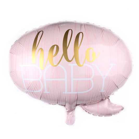 Balon din Folie Metalizata, Figurina Norisor, Tema Hello Baby , 59x50 cm, Ambalaj Individual, Pai Inclus, Umflare cu Aer sau Heliu, Roz