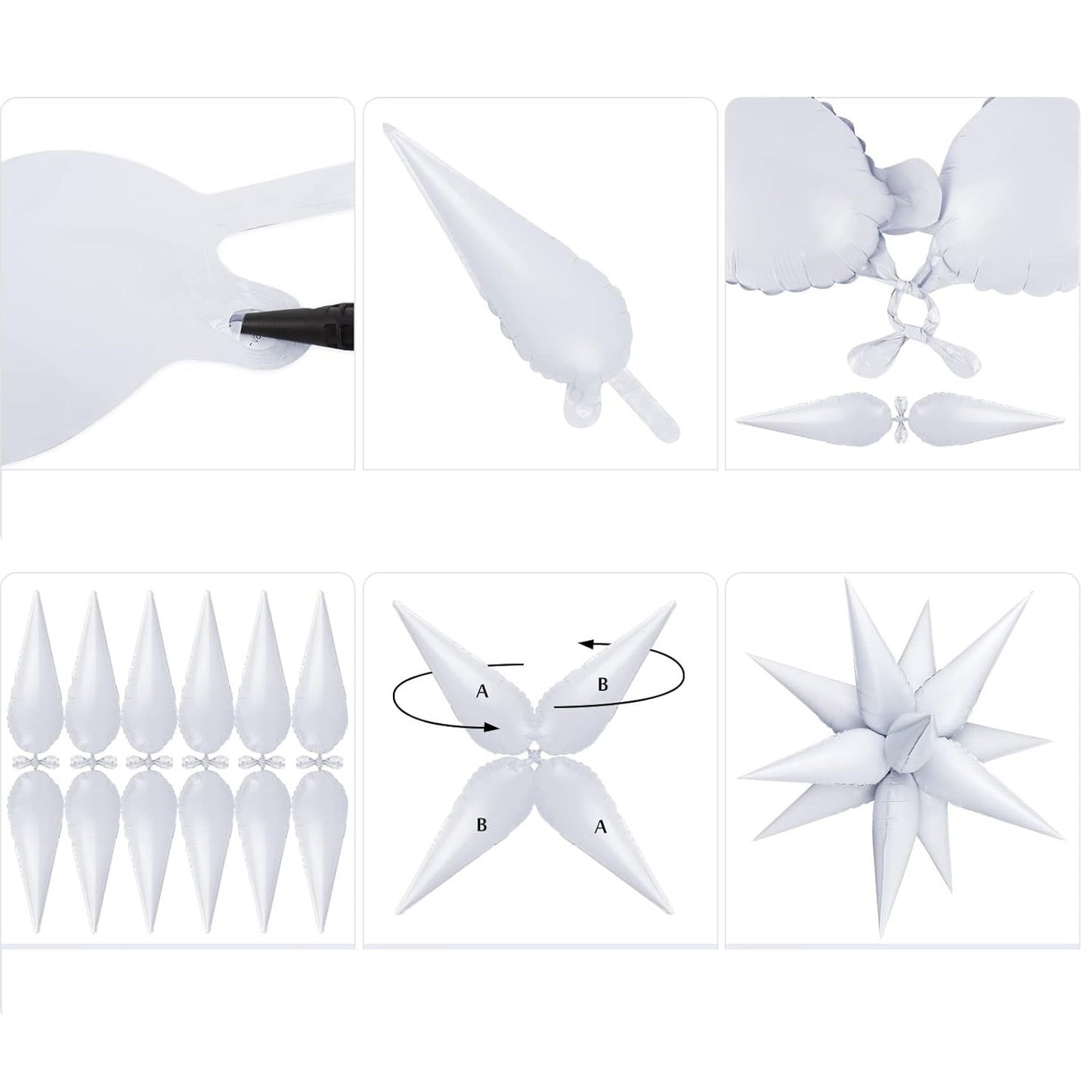Balon din Folie Metalizata, Figurina Stea 3D, 66 cm, Ambalaj Individual, Pai inclus, Umflare cu Aer sau Heliu, Albastru