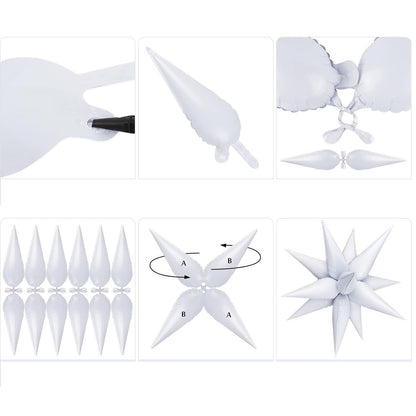 Balon din Folie Metalizata, Figurina Stea 3D, 66 cm, Ambalaj Individual, Pai inclus, Umflare cu Aer sau Heliu, Albastru