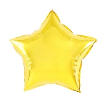 Balon din Folie Metalizata, Figurina Stea, Model Simplu, Tematica Aniversare, 40 cm, Ambalaj Individual, Pai Inclus, Umflare cu Aer sau Heliu, Auriu