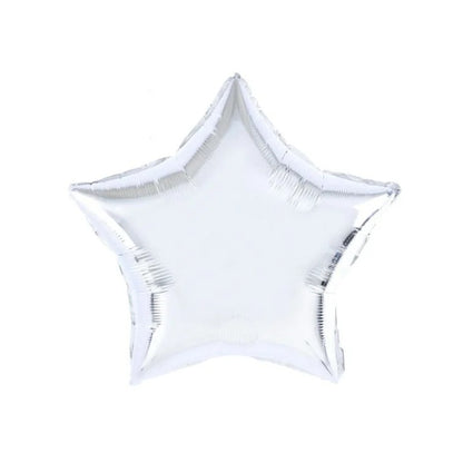 Balon din Folie Metalizata, Figurina Stea, Model Simplu, Tematica Aniversare, 40 cm, Ambalaj Individual, Pai Inclus, Umflare cu Aer sau Heliu, Argintiu