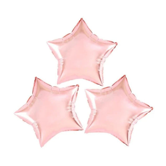 Balon din Folie Metalizata, Figurina Stea, Model Simplu, Tematica Aniversare, 40 cm, Ambalaj Individual, Pai Inclus, Umflare cu Aer sau Heliu, Rose