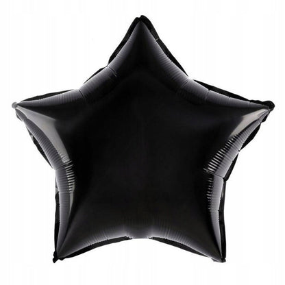 Balon din Folie Metalizata, Figurina Stea, Model Simplu, Tematica Aniversare, 40 cm, Ambalaj Individual, Pai Inclus, Umflare cu Aer sau Heliu, Negru