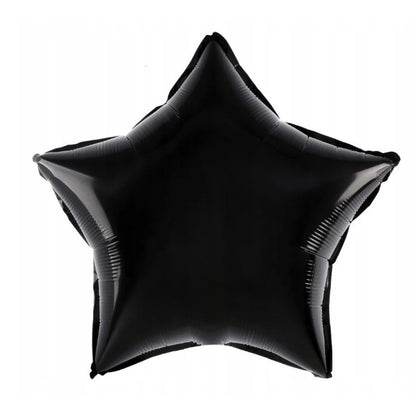 Balon din Folie Metalizata, Figurina Stea, Model Simplu, Tematica Aniversare, 40 cm, Ambalaj Individual, Pai Inclus, Umflare cu Aer sau Heliu, Negru