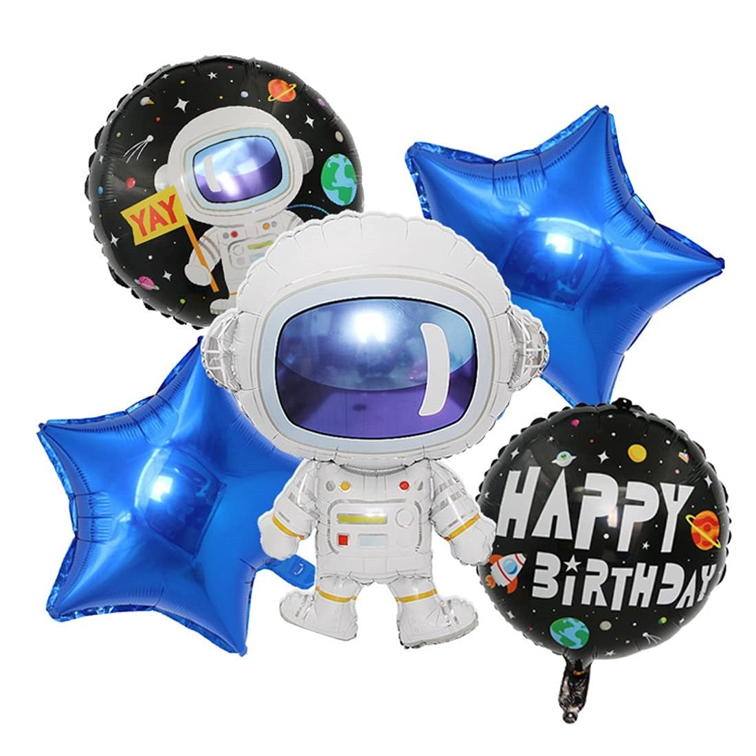 Balon din Folie Metalizata, Figurina Stea, Model Simplu, Tematica Aniversare, 40 cm, Ambalaj Individual, Pai Inclus, Umflare cu Aer sau Heliu, Albastru