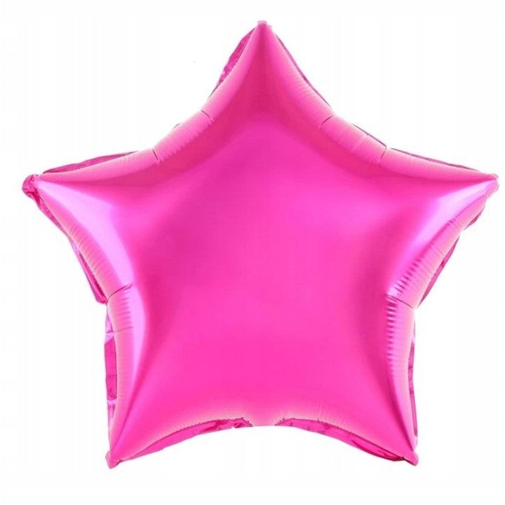 Balon din Folie Metalizata, Figurina Stea, Model Simplu, Tematica Aniversare, 40 cm, Ambalaj Individual, Pai Inclus, Umflare cu Aer sau Heliu, Roz