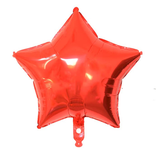 Balon din Folie Metalizata, Figurina Stea, Model Simplu, Tematica Aniversare, 40 cm, Ambalaj Individual, Pai Inclus, Umflare cu Aer sau Heliu, Rosu