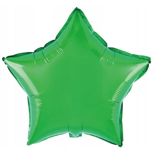 Balon din Folie Metalizata, Figurina Stea, Model Simplu, Tematica Aniversare, 40 cm, Ambalaj Individual, Pai Inclus, Umflare cu Aer sau Heliu, Verde