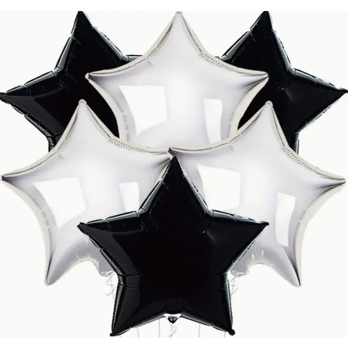 Balon din Folie Metalizata, Figurina Stea, Model Simplu, Tematica Aniversare, 40 cm, Ambalaj Individual, Pai Inclus, Umflare cu Aer sau Heliu, Argintiu