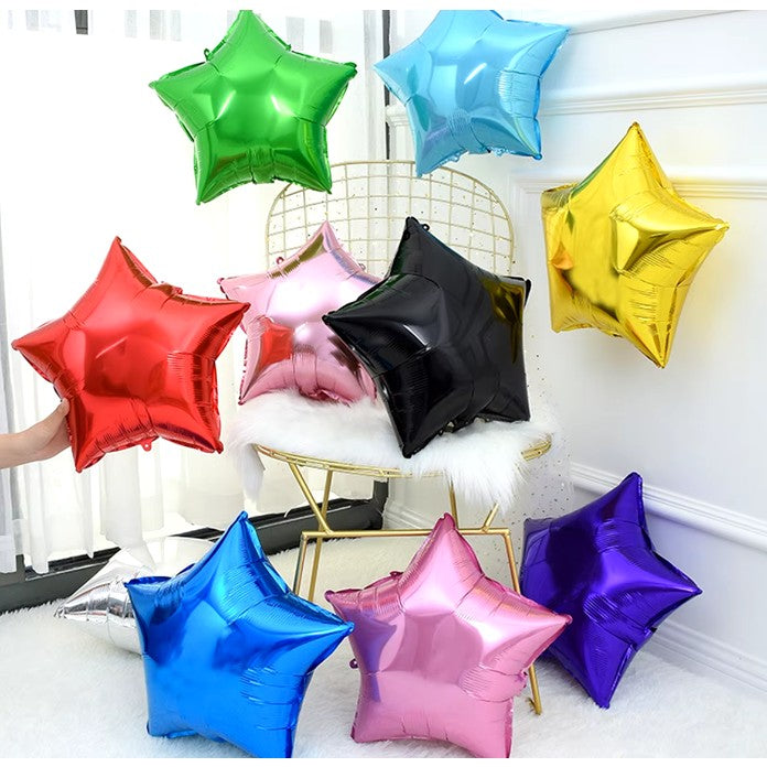 Balon din Folie Metalizata, Figurina Stea, Model Simplu, Tematica Aniversare, 40 cm, Ambalaj Individual, Pai Inclus, Umflare cu Aer sau Heliu, Albastru