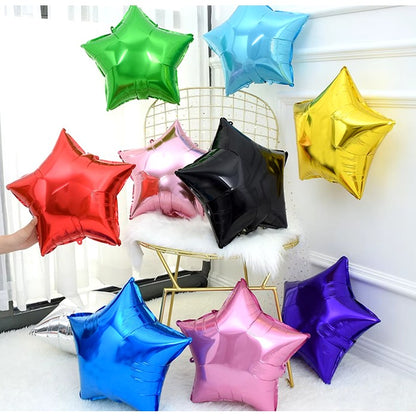 Balon din Folie Metalizata, Figurina Stea, Model Simplu, Tematica Aniversare, 40 cm, Ambalaj Individual, Pai Inclus, Umflare cu Aer sau Heliu, Albastru