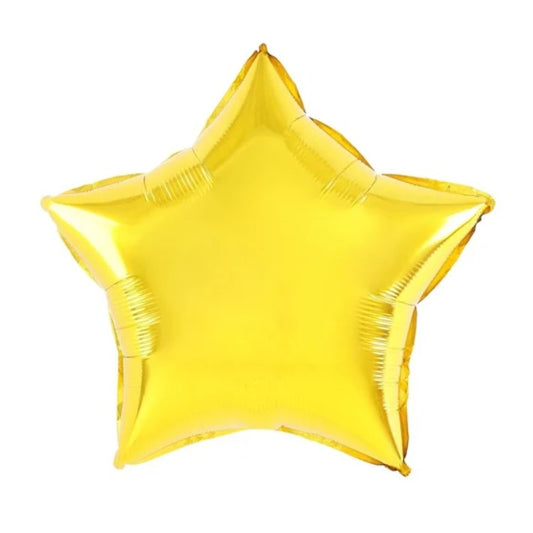 Balon din Folie Metalizata, Figurina Stea, Model Simplu, Tematica Aniversare, 40 cm, Ambalaj Individual, Pai Inclus, Umflare cu Aer sau Heliu, Auriu