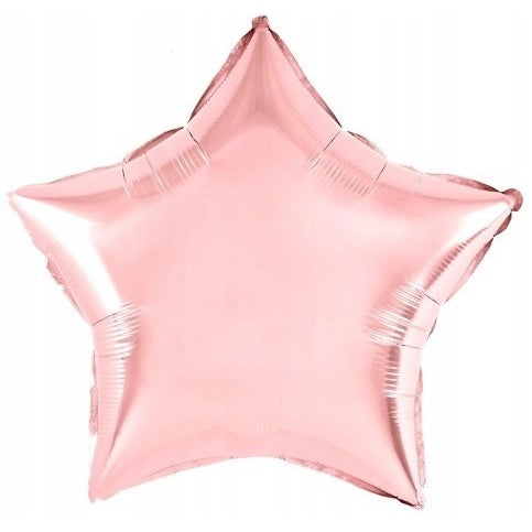 Balon din Folie Metalizata, Figurina Stea, Model Simplu, Tematica Aniversare, 40 cm, Ambalaj Individual, Pai Inclus, Umflare cu Aer sau Heliu, Rose