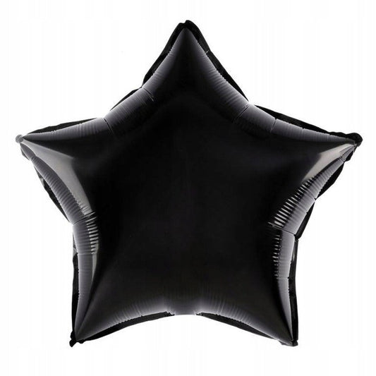 Balon din Folie Metalizata, Figurina Stea, Model Simplu, Tematica Aniversare, 40 cm, Ambalaj Individual, Pai Inclus, Umflare cu Aer sau Heliu, Negru