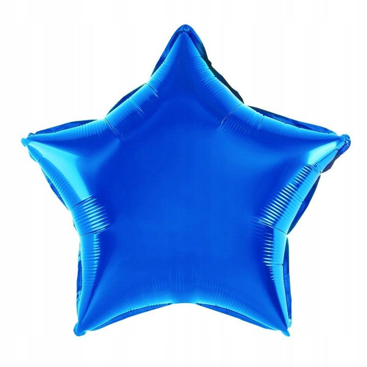 Balon din Folie Metalizata, Figurina Stea, Model Simplu, Tematica Aniversare, 40 cm, Ambalaj Individual, Pai Inclus, Umflare cu Aer sau Heliu, Albastru