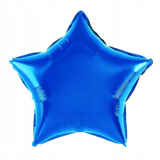 Balon din Folie Metalizata, Figurina Stea, Model Simplu, Tematica Aniversare, 40 cm, Ambalaj Individual, Pai Inclus, Umflare cu Aer sau Heliu, Albastru