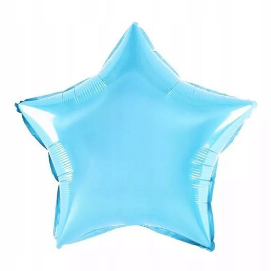 Balon din Folie Metalizata, Figurina Stea, Model Simplu, Tematica Aniversare, 40 cm, Ambalaj Individual, Pai Inclus, Umflare cu Aer sau Heliu, Bleu