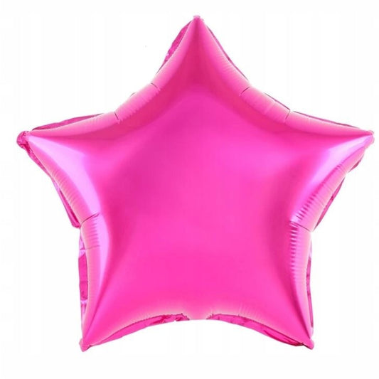 Balon din Folie Metalizata, Figurina Stea, Model Simplu, Tematica Aniversare, 40 cm, Ambalaj Individual, Pai Inclus, Umflare cu Aer sau Heliu, Roz