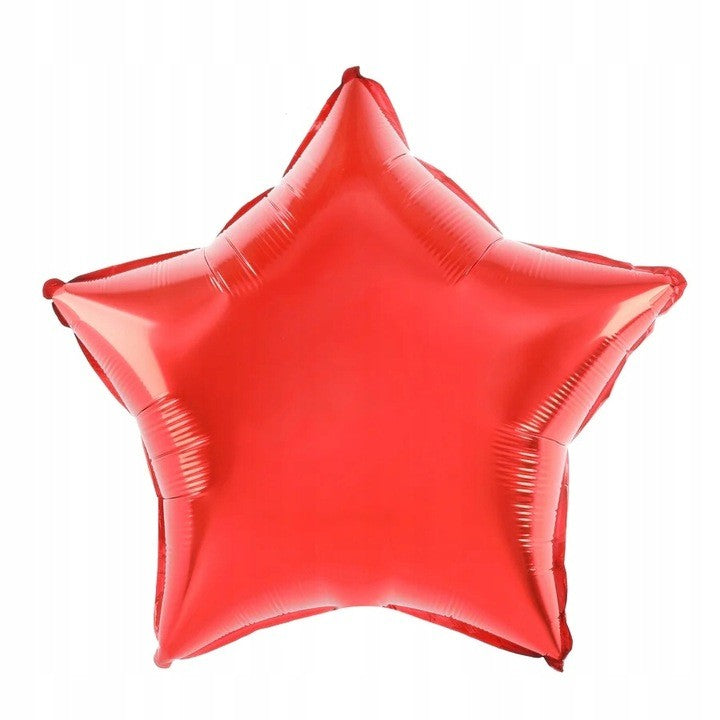 Balon din Folie Metalizata, Figurina Stea, Model Simplu, Tematica Aniversare, 40 cm, Ambalaj Individual, Pai Inclus, Umflare cu Aer sau Heliu, Rosu