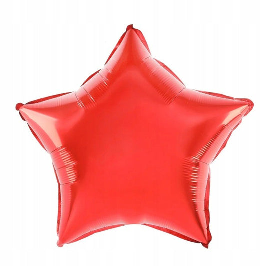 Balon din Folie Metalizata, Figurina Stea, Model Simplu, Tematica Aniversare, 40 cm, Ambalaj Individual, Pai Inclus, Umflare cu Aer sau Heliu, Rosu