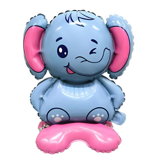 Balon din Folie Metalizata, Figurine Animăluțe, Model Elefant, 43x58cm, Ambalaj Individual, Pai Inclus, Umflare cu Aer sau Heliu, Multicolor