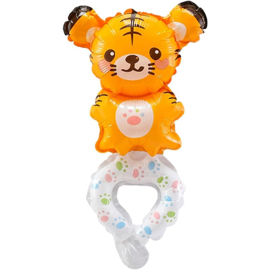 Balon din Folie Metalizata, Figurine Animalute, Tip Bratara, Model Tigru, 17x34 cm, Ambalaj Individual, Pai Inclus, Umflare cu Aer sau Heliu, Maro