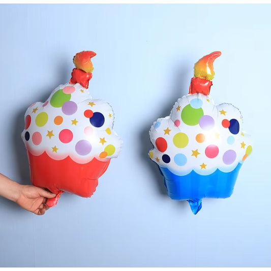 Balon din Folie Metalizata, Figurine Dulciuri, Model 2, Tematica Prajitura Aniversara, 68x44 cm, Ambalaj Individual, Pai Inclus, Umflare cu Aer sau Heliu, Multicolor