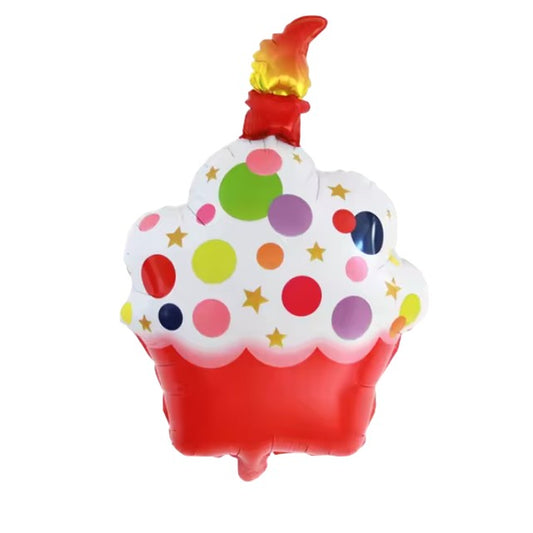 Balon din Folie Metalizata, Figurine Dulciuri, Model 2, Tematica Prajitura Aniversara, 68x44 cm, Ambalaj Individual, Pai Inclus, Umflare cu Aer sau Heliu, Multicolor
