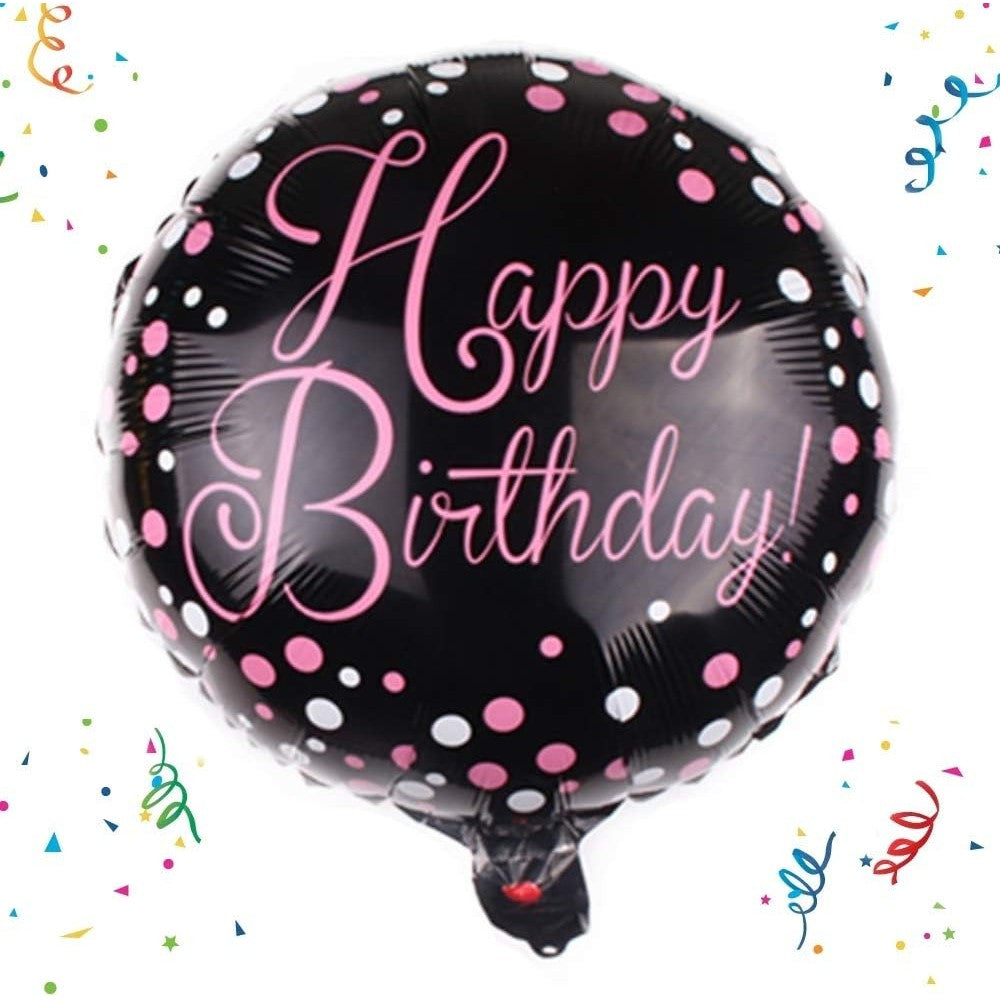 Balon din Folie Metalizata, Figurine, Model 2, Happy Birthday, Tematica Aniversare, 45 cm, Ambalaj Individual, Pai Inclus, Umflare cu Aer sau Heliu, Multicolor