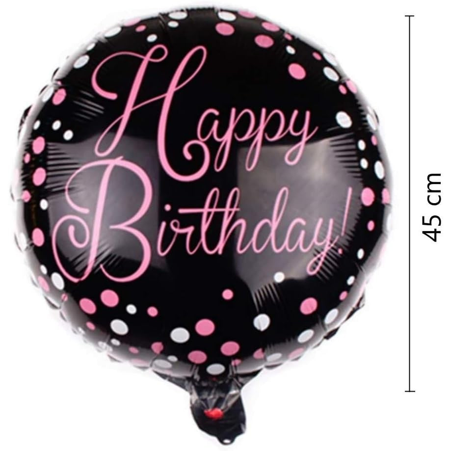 Balon din Folie Metalizata, Figurine, Model 2, Happy Birthday, Tematica Aniversare, 45 cm, Ambalaj Individual, Pai Inclus, Umflare cu Aer sau Heliu, Multicolor
